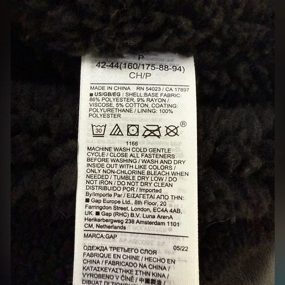 GAP Sherpa Lined Moto Jacket Black - Picture 6 of 7